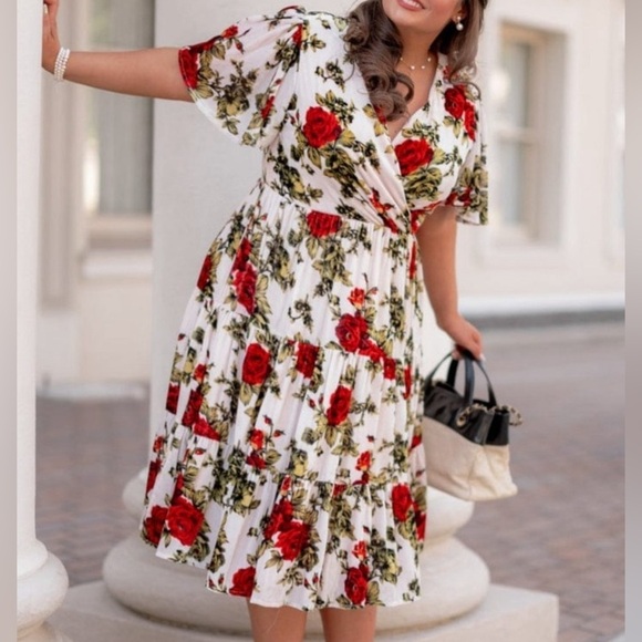 JessaKae Isabella Dress Romantic Vintage Rose V-Neck Velvet  Size 3X NEW - Picture 6 of 6